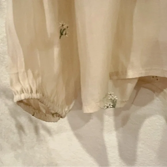 J.ING Sheer Cream Button Down Long Sleeve Embroidery Blouse Shirt Top Size M NWT - Picture 5 of 11